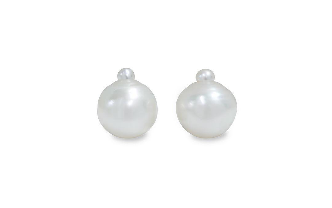 White South Sea Pearl Pair 13.4mm