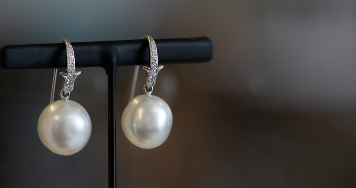 White South Sea Pearl & Diamond Thorn Shepherd Hook Earrings - 18K White Gold