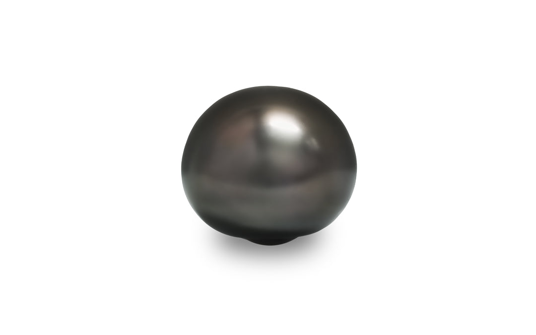A high button shape pink silver Tahitian pearl is displayed on a white background.