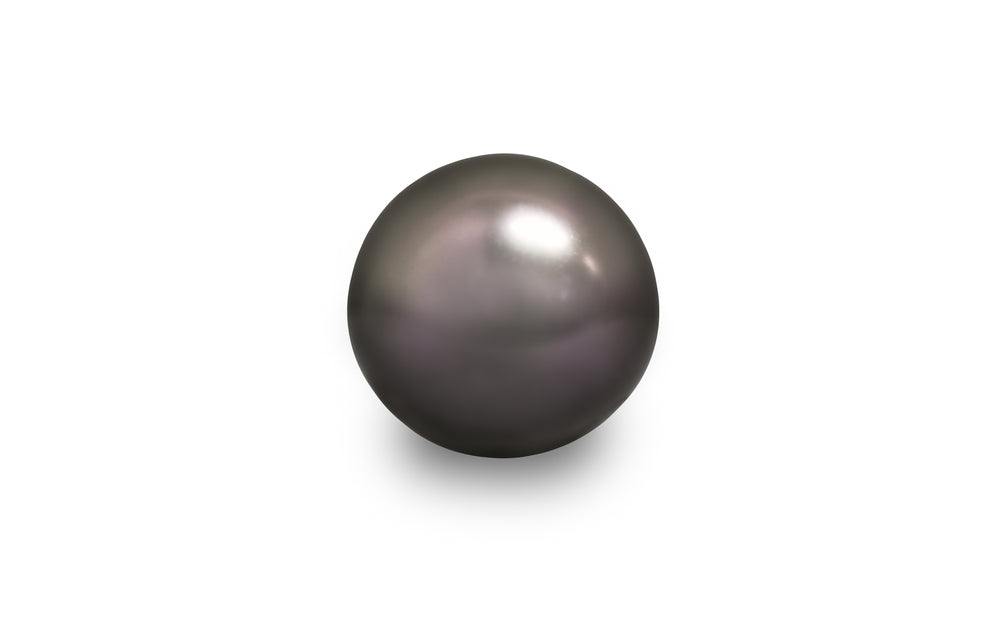 A high button shape pink silver Tahitian pearl is displayed on a white background.