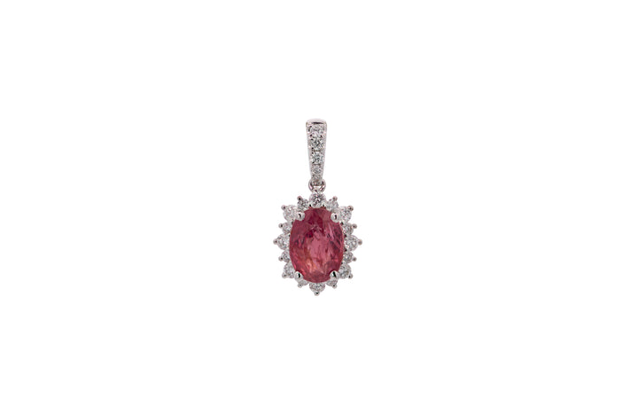 Pink Sapphire & Diamond Pendant - 18K White Gold