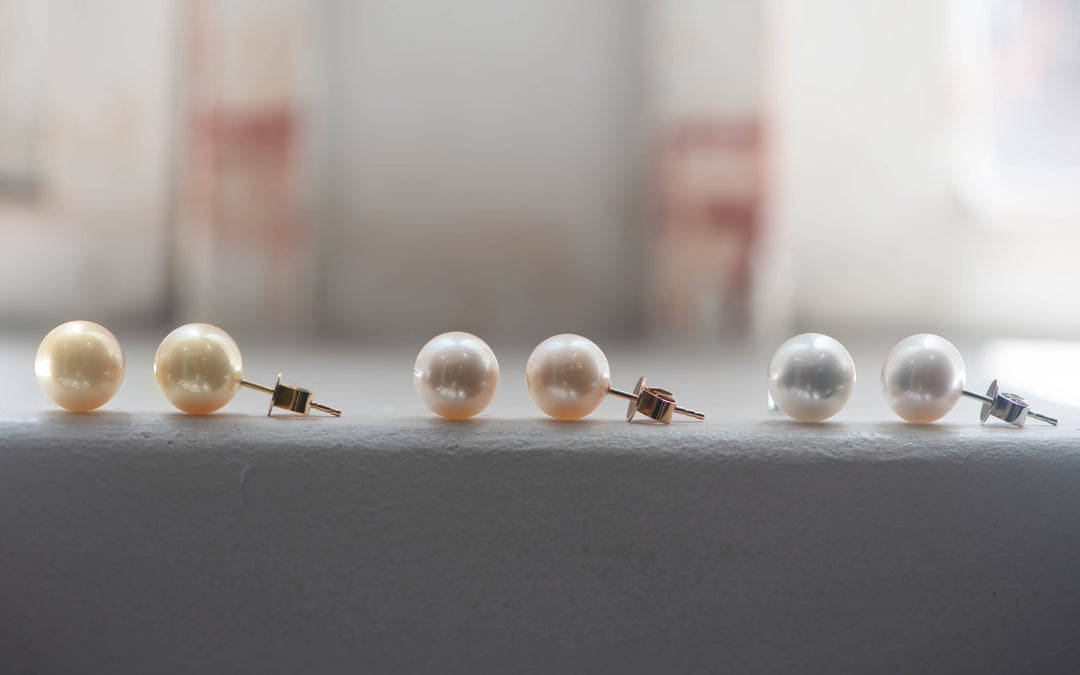 White South Sea Pearl Stud Earrings - 18K White Gold